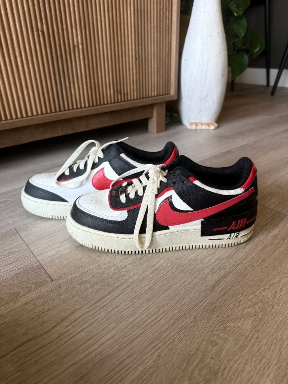 Nike Air Force 1 Shadow Black University Red